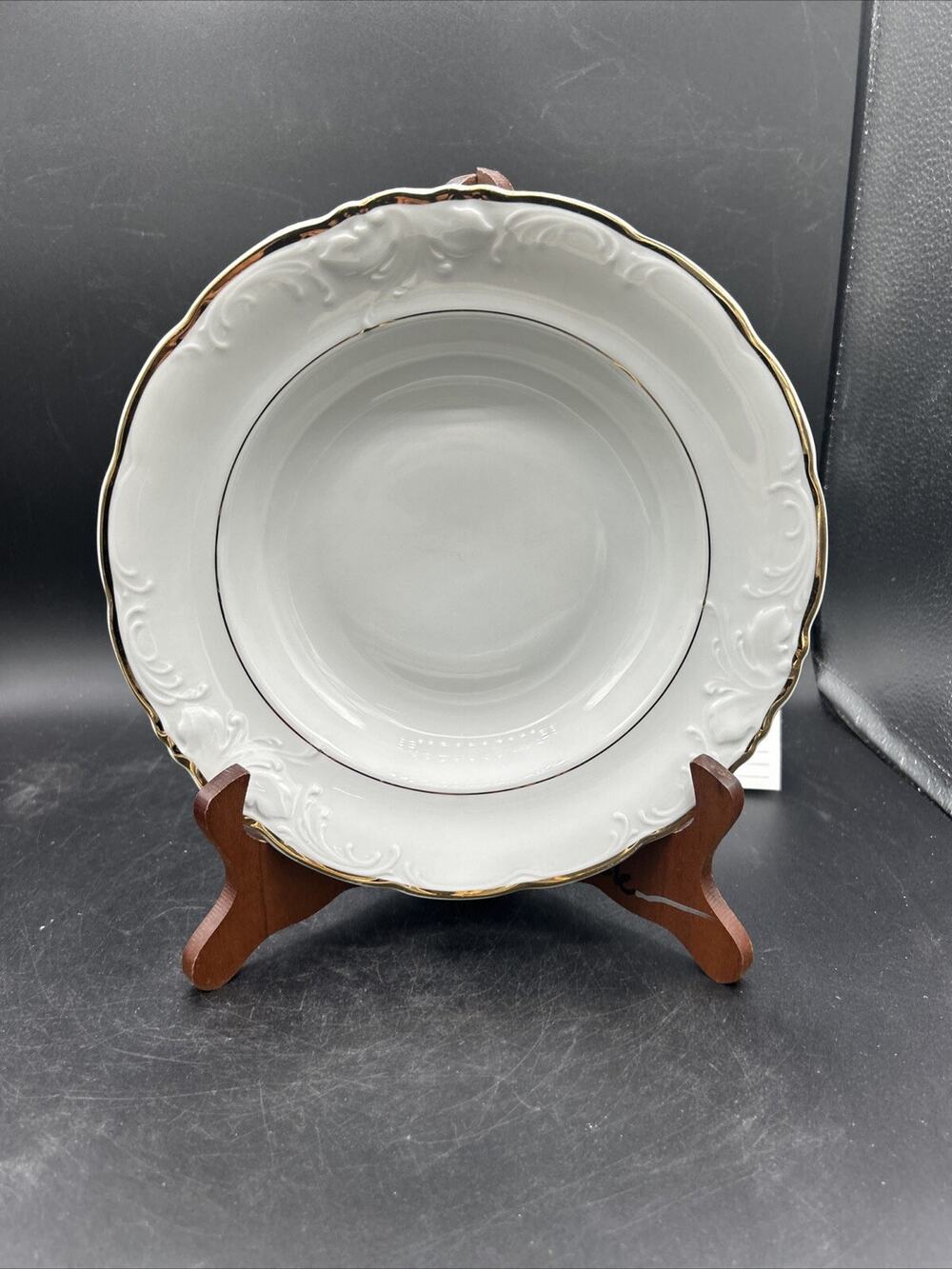 Vintage Wawel Casa Oro Soup Bowl White Gold Trim Made in Poland Excellent